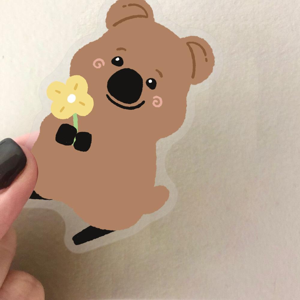 

50Pcs Transparent Cute Short Tail Dwarf Kangaroo PET Waterproof Toy Sticker Decorative Cup Window Skateboard Guitar Stickers
