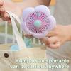 Kleiner Tischventilator mit Bürstenmotor Starker Luftstrom Geräuscharm USB Wiederaufladbar Blumenförmiger Luftkühlventilator