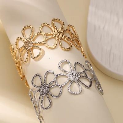 Hand Jewelry Hollow Flower Bracelet Arm Ring Geometric Minimalist Temperament Stainless Steel Rose Gold Jewelry