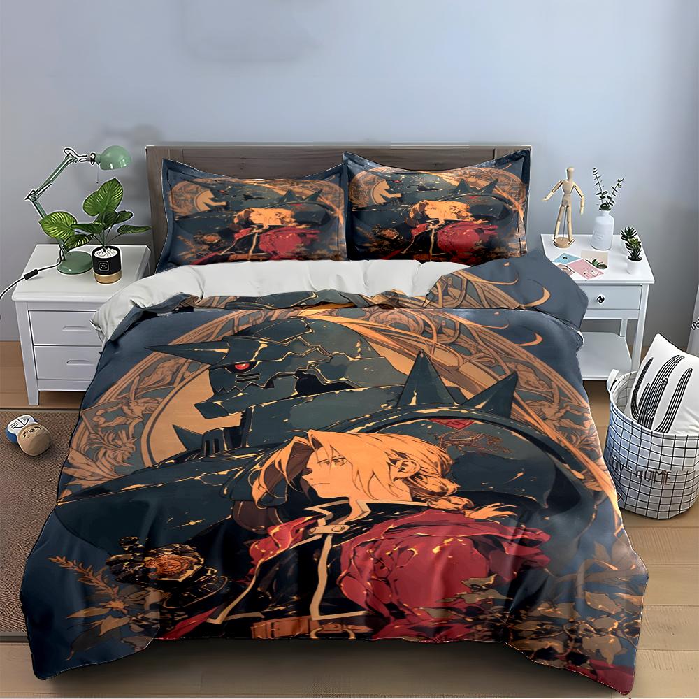 Anime Character and Armor Design Bedding Set Bedding Set (1 Duvet Cover, 2 Pillowcases, Duvet Not Included)