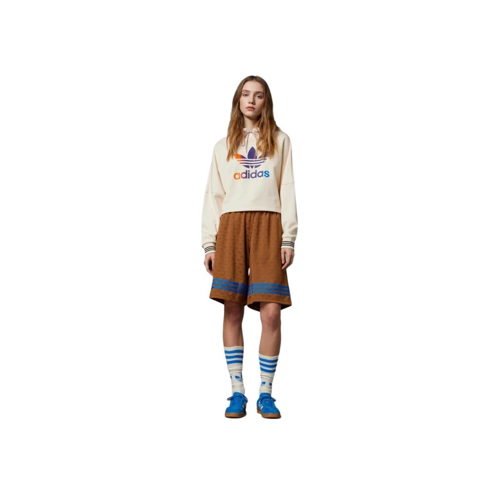 Adidas Originals Adicolor 70s Retro Series Cropped Hoodie With Brand Logo Print Women Tops Miracle-White IK7865