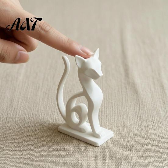 Detailed Home Interior Decor Minimalist 3D Printed Cat Figurine, Decorative Animal Statue Ornament, Creative Unique Pla Figurines Small Desktop
