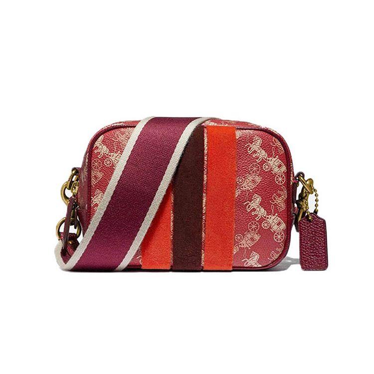 

Coach Camera 16 Stripe Print And Rainbow Pattern Camera Bag Small Pink Women bags 88505-B4PES Basic Set (Bag+Dust Bag)