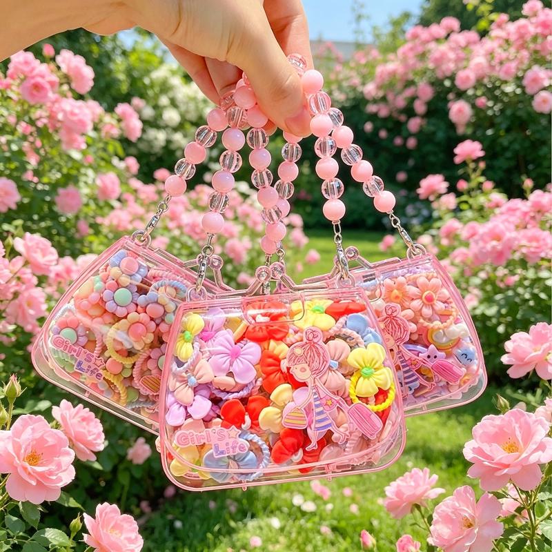 Cute Cartoon Hair Ropes Sweet High Elastic Rubber Bands Headwear With Handheld Box Bow Hair Ties For Kids