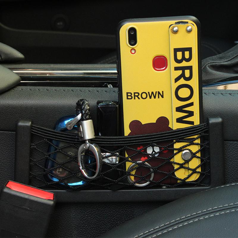 Multifunctional plasa de masina de buzunar geanta de depozitare pasta de plasa de buzunar Suport telefon pentru chei de masina Organizator de carduri Accesorii de decor interior auto