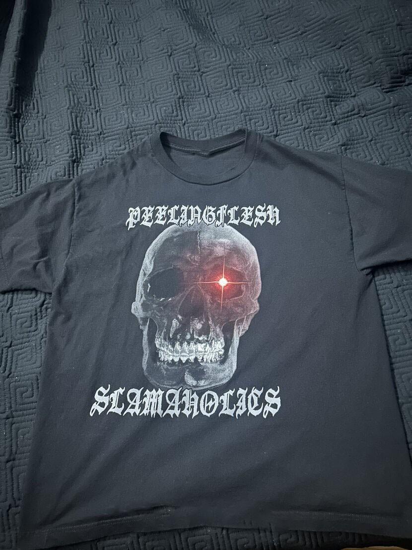 Rare PeelingFlesh SLAMAHOLICS - Skull graphic Unisex Shirt All Size OT382 S