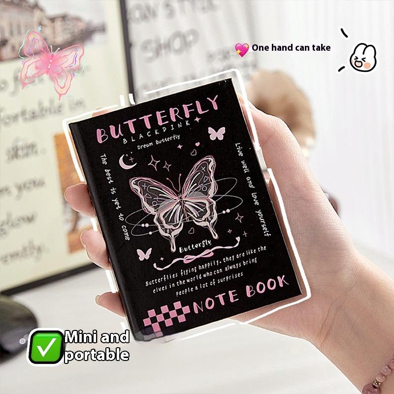 1 Stück Süßes Cooles Notizbuch für Studentin Retro Amerikanischer Stil Schmetterling Welpe Sammelalbum Horizontales Innenblatt Journal Notizblock