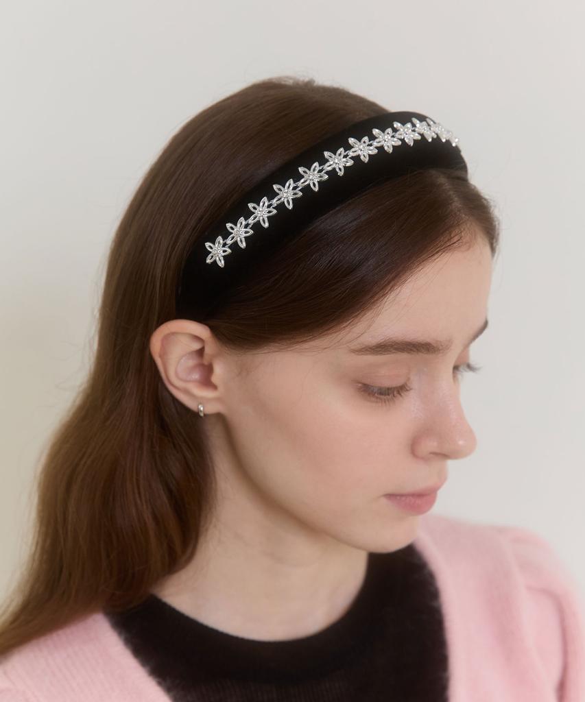 Pink Pineapple Twinkle Velvet Hairband_Black