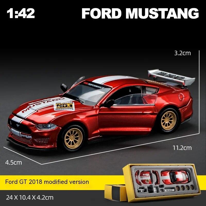 CCA DIY Customizable 1:43 Scale Ford Mustang Alloy Car Model Kit - Unique Racing Car Collectible for Hobbyists & Enthusiasts красный