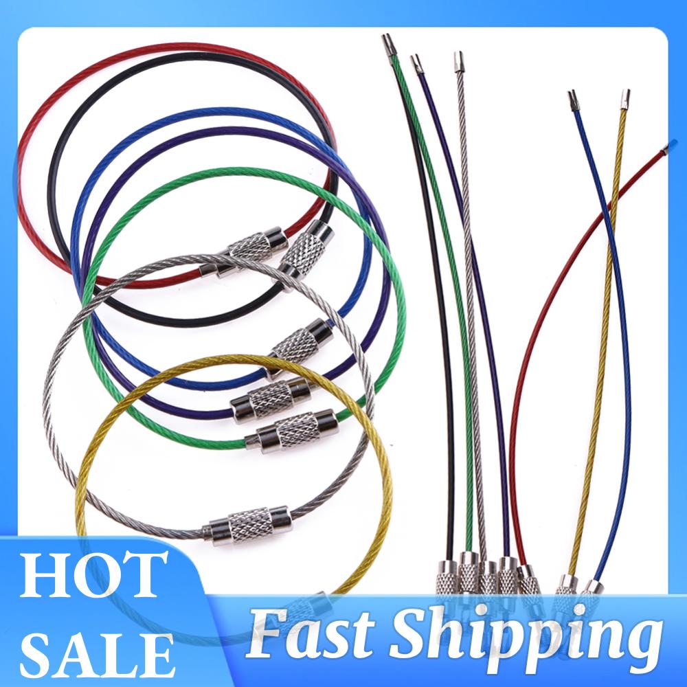 

7pcs Keychain Tag Rope Stainless Steel Colour Keychain Cable Loop Screw Lock Key Loop Rope Lightweight for Flashlight Pliers China Mainland