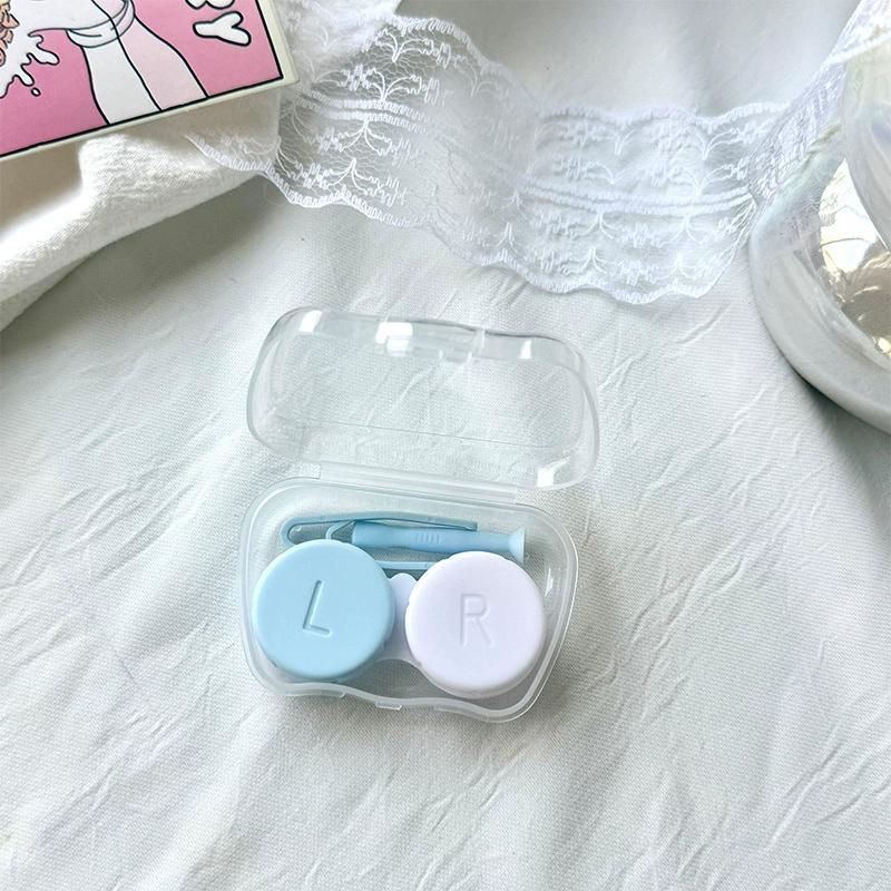 Macaron kolorowe etui na soczewki kontaktowe dziewczyna czarne fioletowe etui na soczewki kontaktowe z silikonową pęsetą mini kieszonkowe pudełko