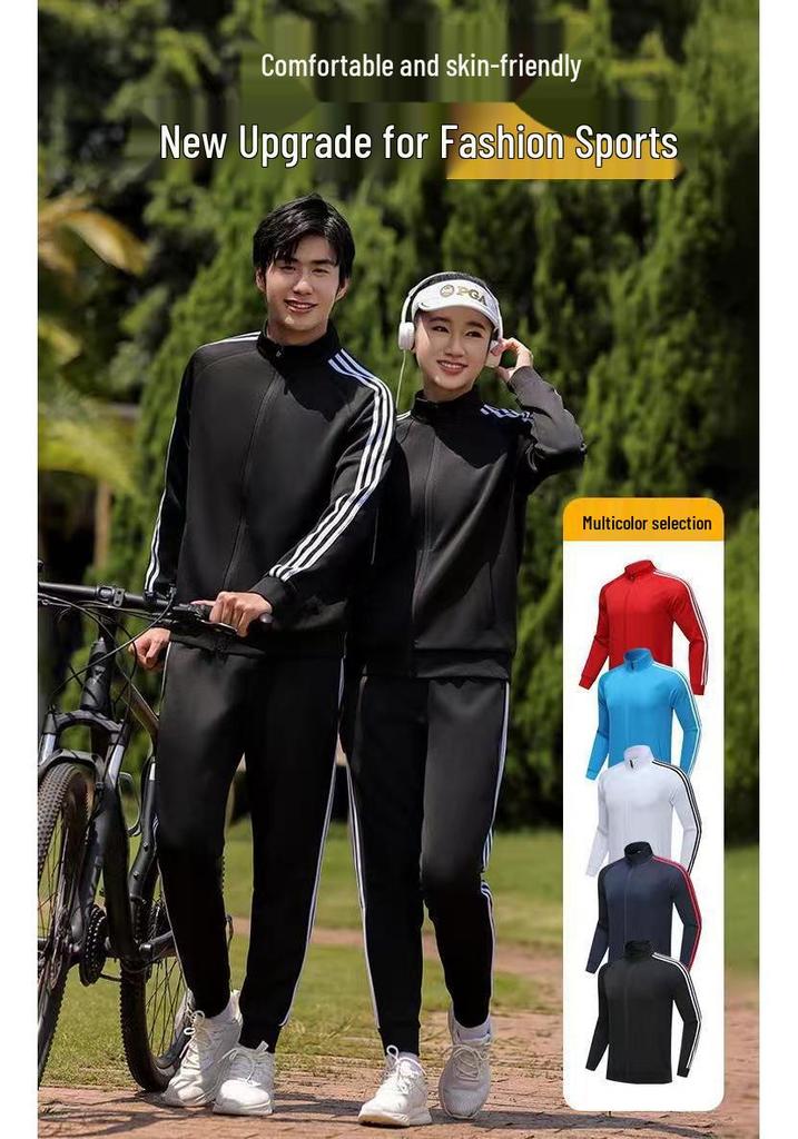 Unisex Long-Sleeve Stand Collar Sports Jacket & Training Suit Set - Autumn/Winter Collection