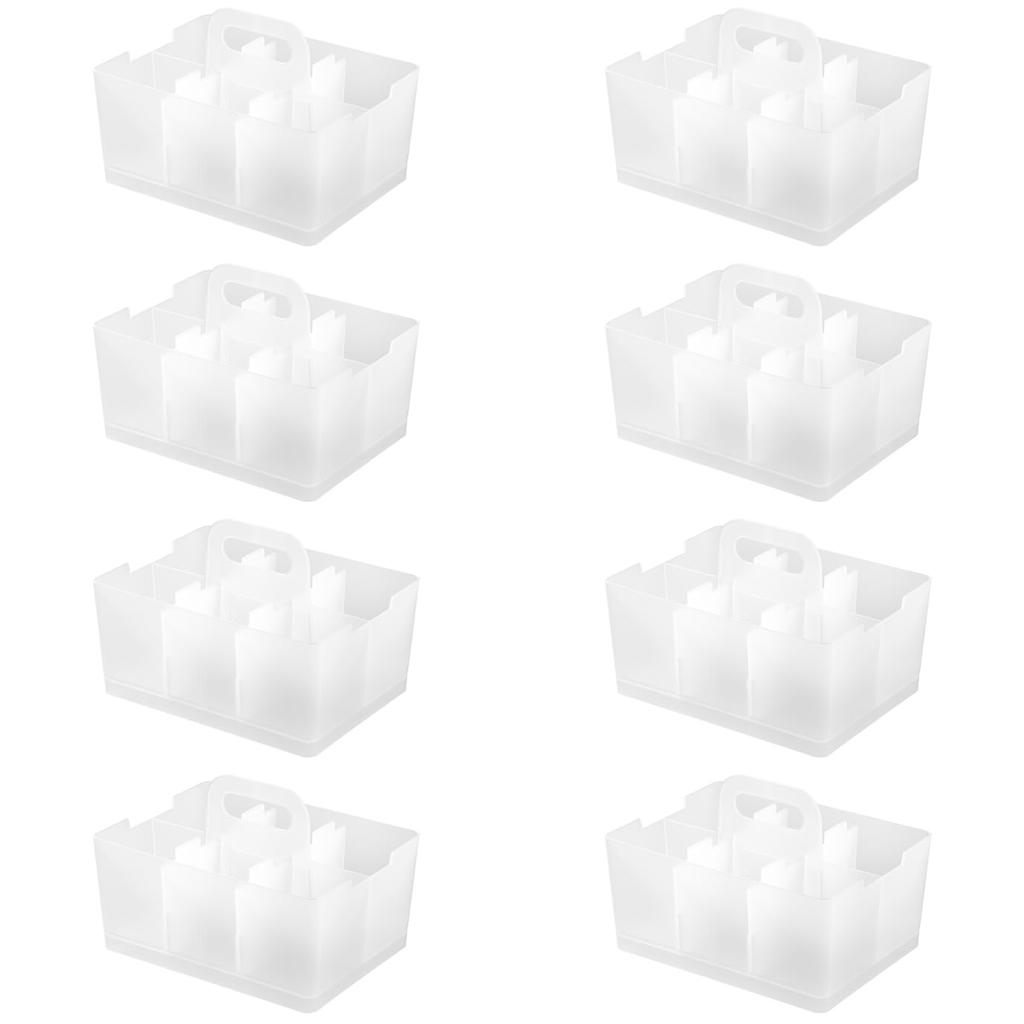 JEJ Astage Storage Box, Desk Tote, Mini Desk Organizer, Clear, Stackable, Made in Japan, 21.5cm Wide x 16.3cm Deep x 14.5cm High, Set of 8