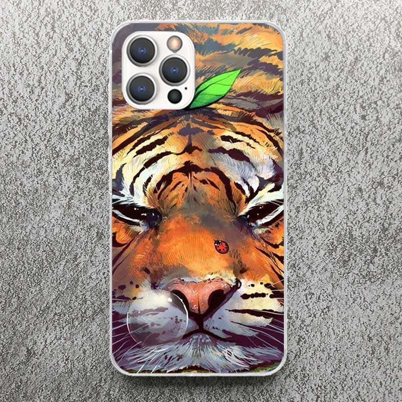 Superior Tiger Pattern Art Print Soft Case for iPhone 13 Pro Max 12 Mini 11 XS XR X SE 7 Plus Phone Shell 8 6 6S 5 5S Pattern Co iPhone 6S