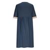 Kleid, Lockeres Baumwoll-Leinen-Rundhals-Fünf-Knopf-Mittelkleid