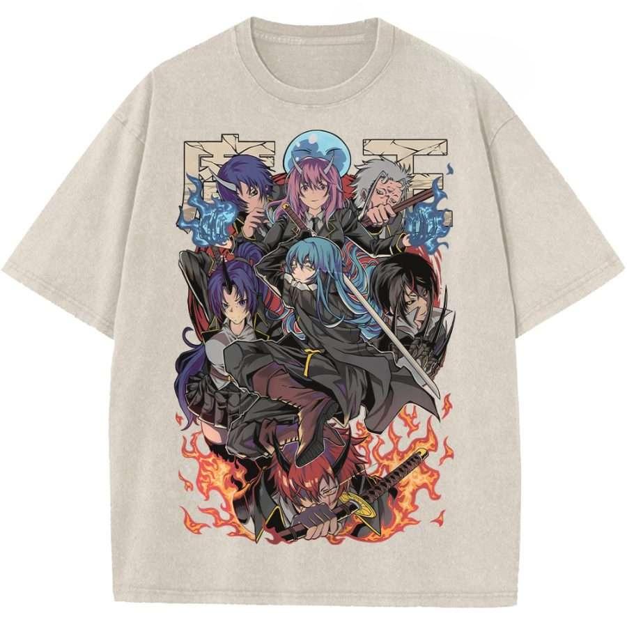 Anime That Time I Got Reincarnated As A Slime Tempest Rimuru Graphic T Shirt Men Women Washed Cotton Tshirts Harajuku T-shirt