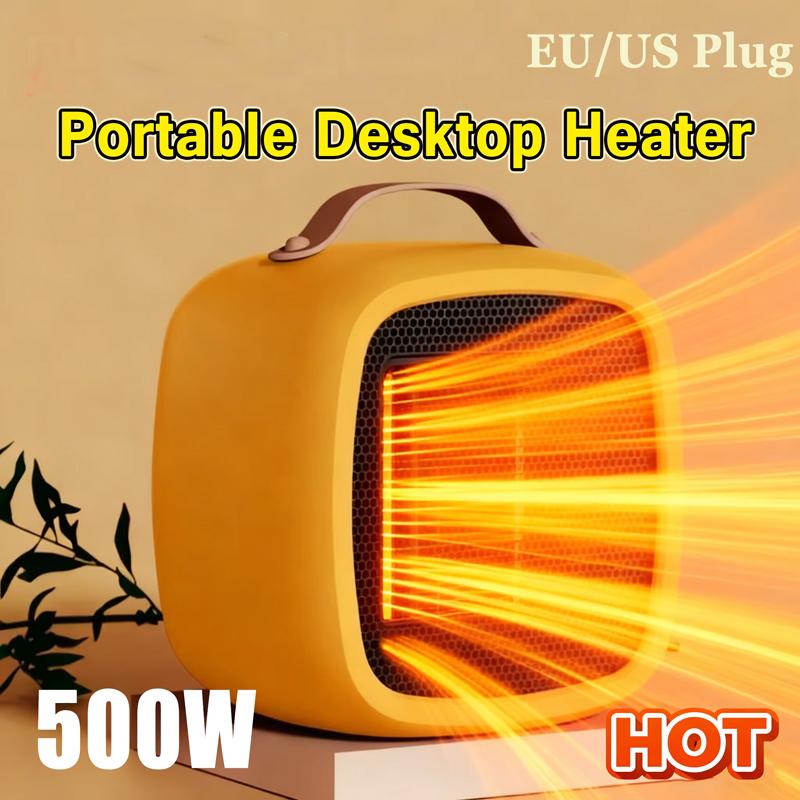 500W Mini Portable Heaters Desktop Mutes Fast Heating Warmer Fan PTC-Ceramic Warm Air Heaters for Indoor Office Winter