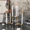 Metal Hollowed Candle Holder Triangle Candelabrum Golden Candlestick Wedding Centerpieces Desktop Storage Rack Home Decoration