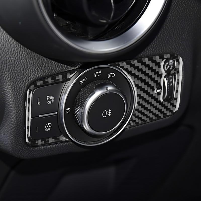 Carbon FIber Car Headlight Switch Button Panel Sticker For Alfa Romeo Giulia 2015 2016 For Stelvio 2017-2024 Interior Accessory