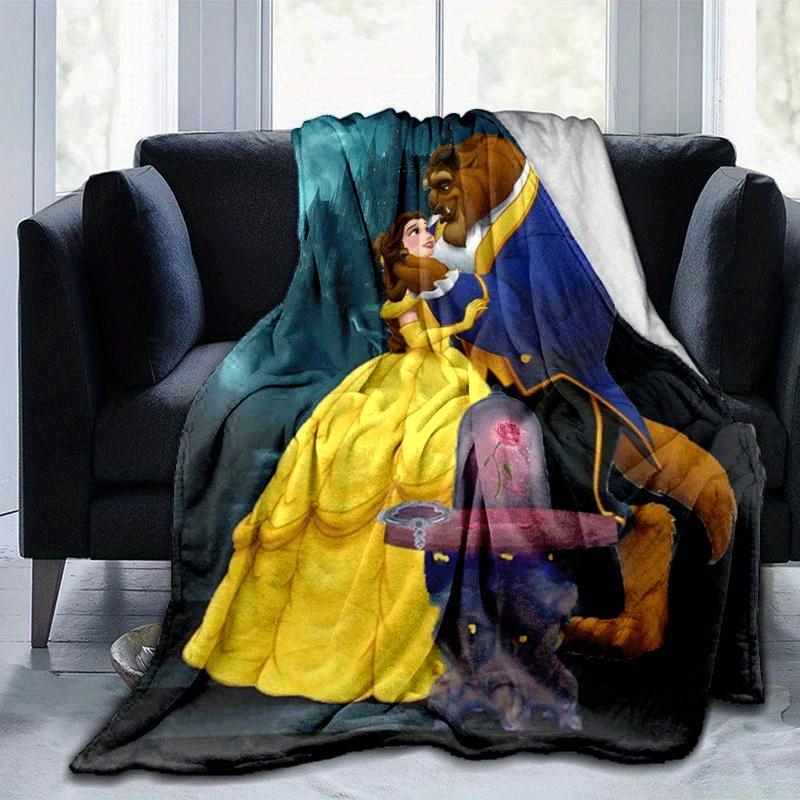 1pc Beauty and The Beast Printing Blanket - Soft, All-Season Throw for Office Blanket, | Personalized Gift with Adorable Cartoon Design