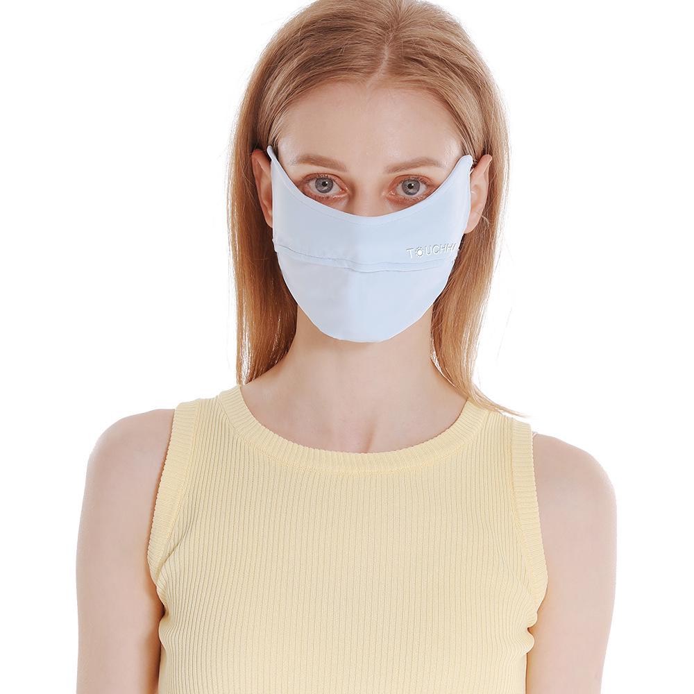 Ice Silk Women's Sunscreen Face Mask with 3D Eye Protection - Breathable, Thin, and Blush for Outdoor Cycling