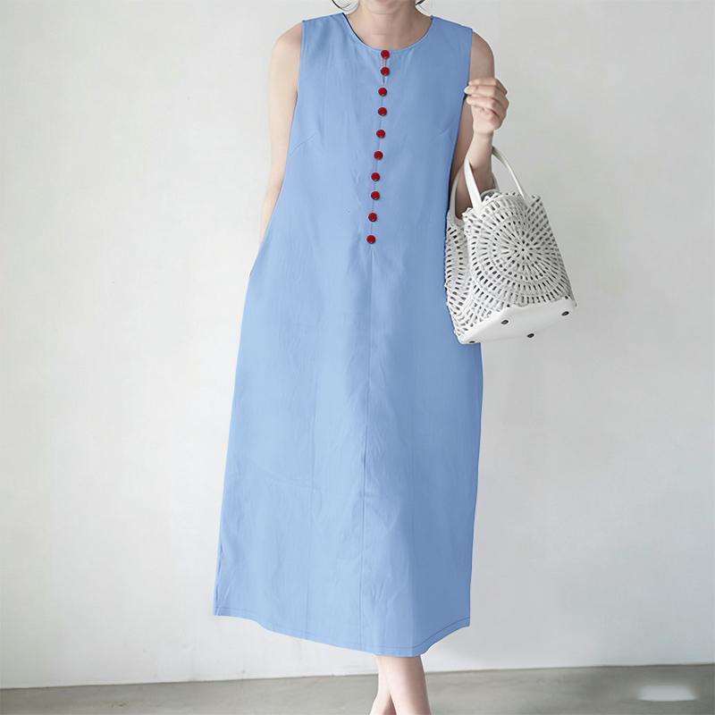 

ZANZEA Женское повседневное летнее платье без рукавов с круглым вырезом S