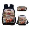 Set Zaino per Bambini con Personaggi di Film Cars in Materiale di Nylon con Spallacci Regolabili per Bambini