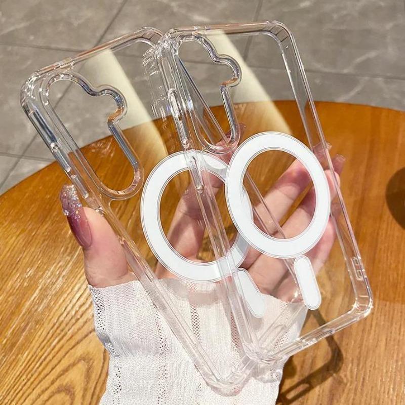 Magnetic Clear Acrylic Case For Samsung Galaxy S25 Ultra S24 S23 FE S22 S21 Plus A55 A35 A15 For Magsafe Wireless Charge Cover