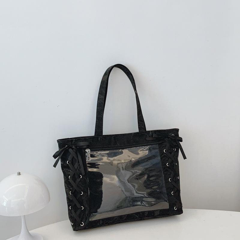 Large Capacity Tote Bag Female Sweet Girl Two-dimensional Transparent 2025 Spring and Summer Small Fresh Shoulder Armpit Bag