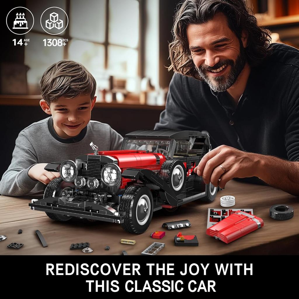 MOULD KING 10114 Technical Building Block The T50 Vintage Car Set Assembly Classic Car Brick Toys Model Kids Christmas Gift