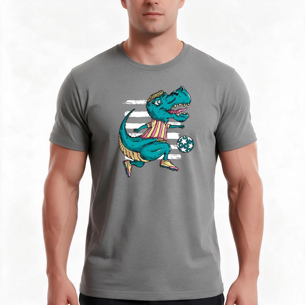 Soccer player dinosaur TShirt Summer Casual Cotton Tee Oversized Streetwear Tops Vintage Graphic Print Unisex Unisex Women