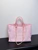 Pearl embroidered beach bag canvas chain bag large capacity handbag shoulder shopping bag women's tote bag