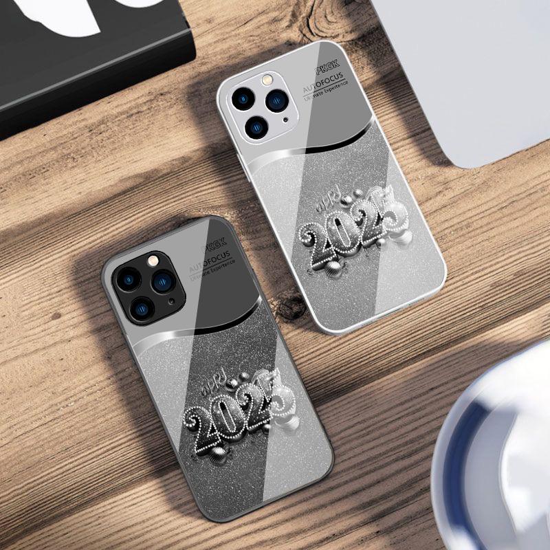 Colorful New Year 2025 For IPhone 16 Pro Max 15 Pro 14 13 12 Mini 11 XS Max XR 7 8 Plu SE 2022 Tempered Glass Phone Case