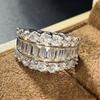 CopperSparkling Crystal Cubic Zirconia Wedding Band Rings for Women Fashionable Female Jewelry Daily Party