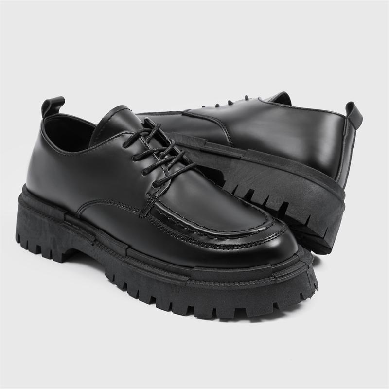 

Модная обувь из кожи на толстой подошве, мужская повседневная обувь, классическая деловая мужская обувь, дышащая обувь на шнуровке, обувь ручной работы, мокасины 39 чёрный