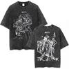 Hot Sale Anime Frieren Beyond Journey's End Vintage Washed T-shirt Men's Women Clothing Fashion Short Sleeve Trendy Streetwear for Daily Looks