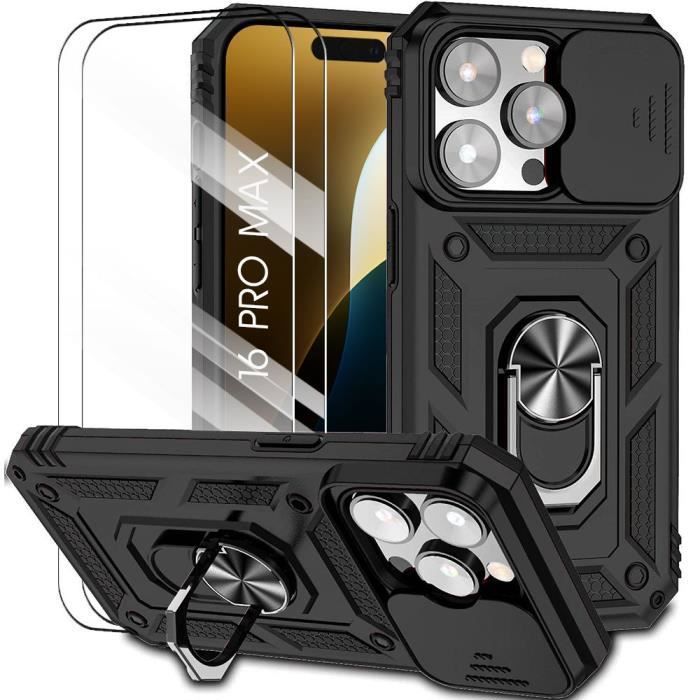 Coque de protection - BOOLING - iPhone 16 Pro Max - Antichoc - Caméra coulissante - 2 verres trempés