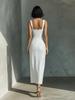 Elegant Square Neck Spaghetti Strap Dress - Waist-Cinched, Sexy New Style for Women