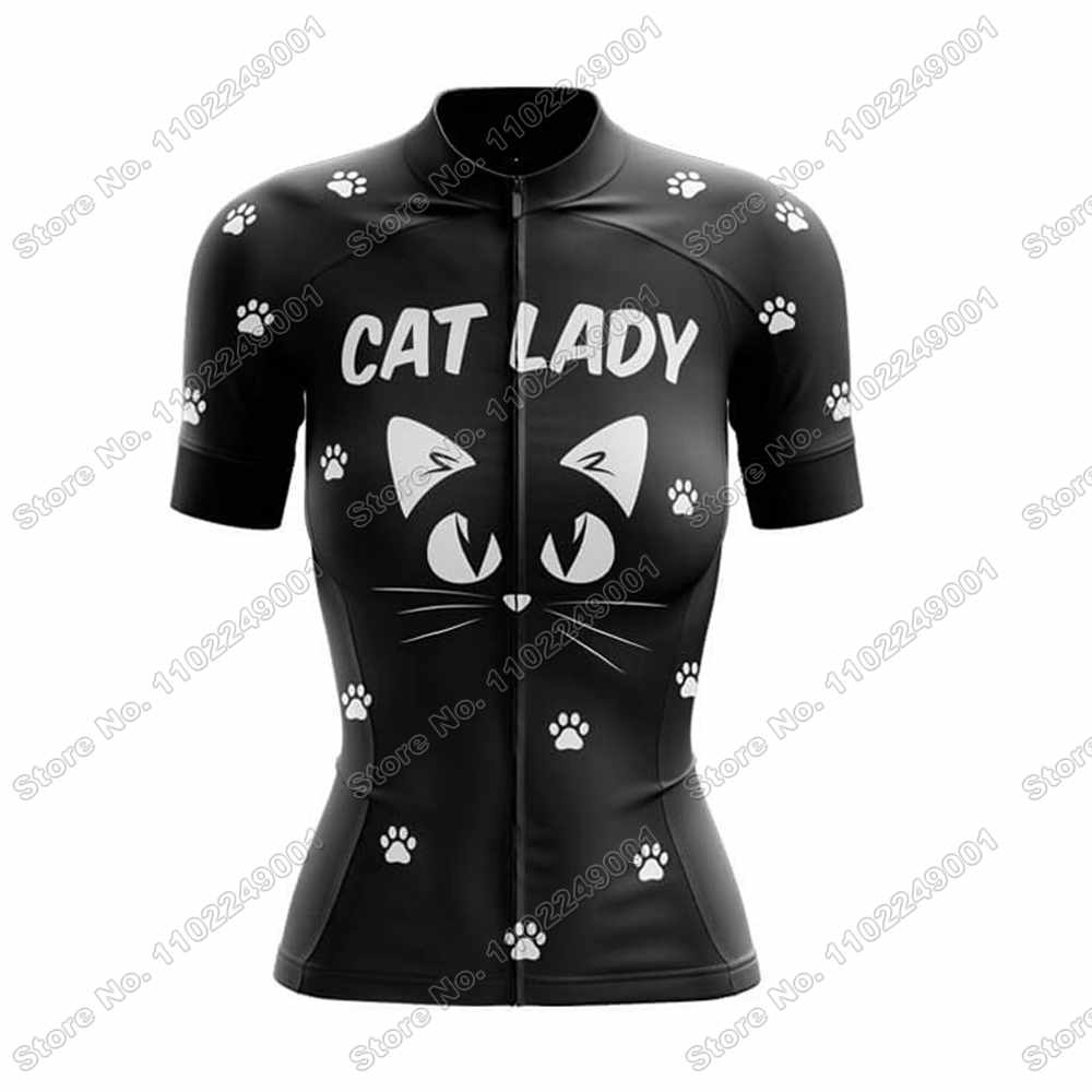 2025 Funny Cat Lady Cycling Jersey Set Women Cute Cycling Clothing Summer Road Bike Shirts Suit Bicycle Pants MTB Maillot