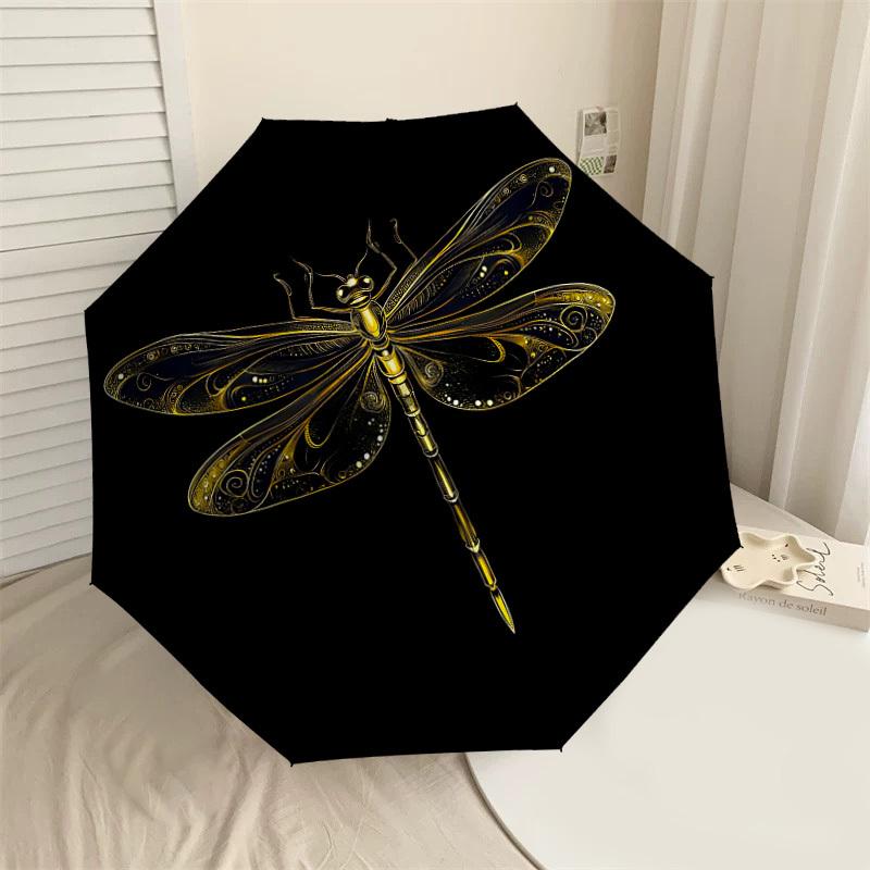 

1PC Dragonfly Artwork Automatic Open/Close Umbrella with Windproof, 8-Rib Sturdy Canopy, Durable Ribs, Fashionable Design1402A