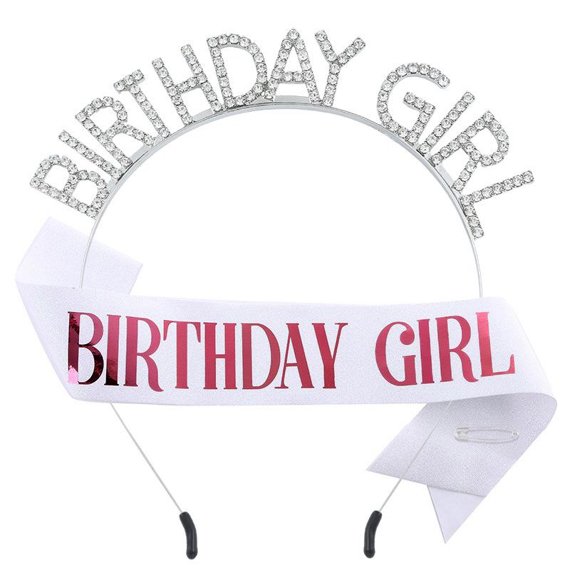 Birthday Girl Rhinestone Headband & Sash Set – Perfect Party Gift & Decoration