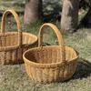 Japanese-Style Handwoven Shopping Basket, Imitation Rattan, Large Picnic Basket, Handmade Fruit Basket, Egg Basket