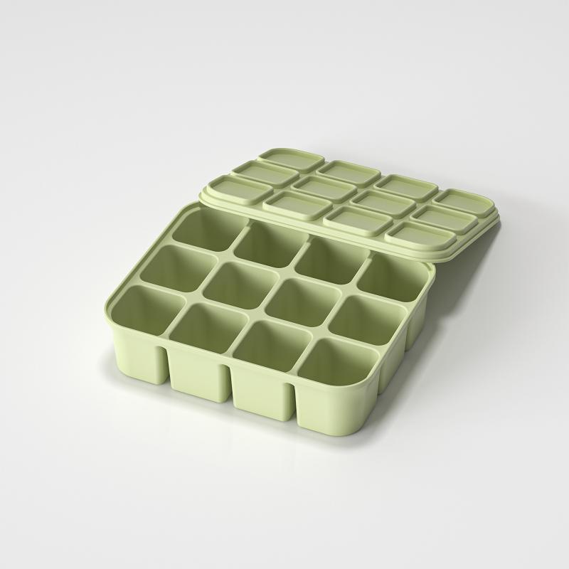 Baby Ice Cube Tray Silicone With Lids Flexible Ice Molds For Beverages,Baby Food Storage Mould, Bpa-Free