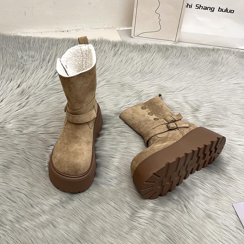 Winter Platform Thick Bottom Women Fur Snow Boots Outdoor Comfort Keep Warm Shoes Ladies Modern Short Botas Para Mujer