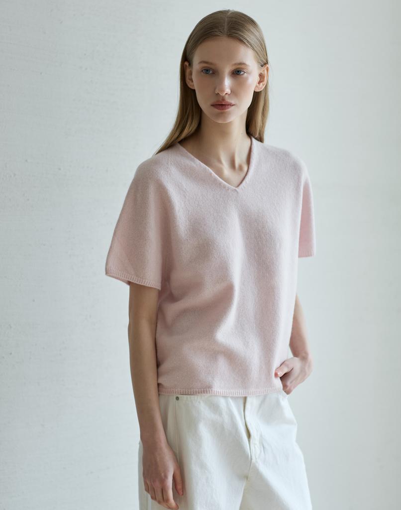 Nutopeu Wholegarment Wool Short Sleeve Knit_Pink