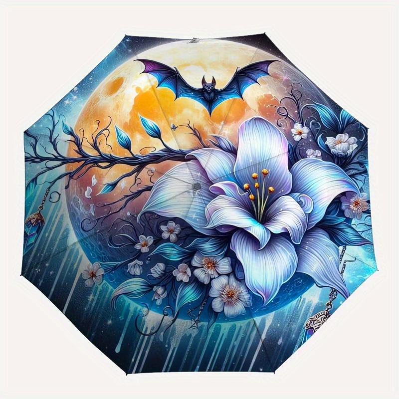 1pc Moonlit Fantasy Blossom Umbrella with Plastic Handle,Suitable for All Seasons Home Travel Outdoor UmbrellaB1841
