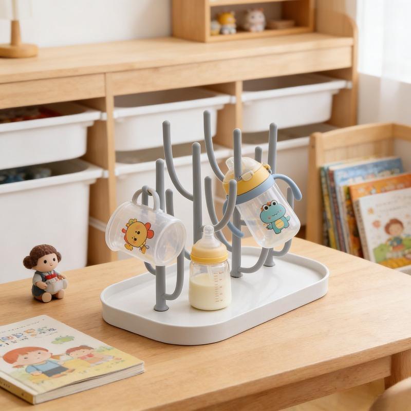 Tree Shaped Baby Milk Bottle Drain Rack Dust Proof Cup Holder Drying Stand Kitchen Organizer Accessory