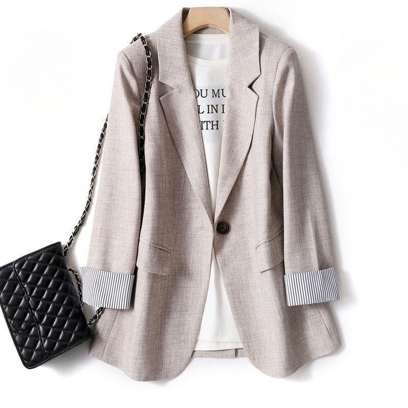 Women's Stand Collar Long Sleeve Slim Fit Blazer Solid Color Casual Commuter Jacket