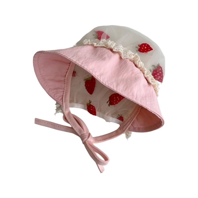 Cute Girls Fetal Caps for Infants Lovely Baby Fisherman Hat Lace Printed Bonnet for Indoor Outdoor Activities