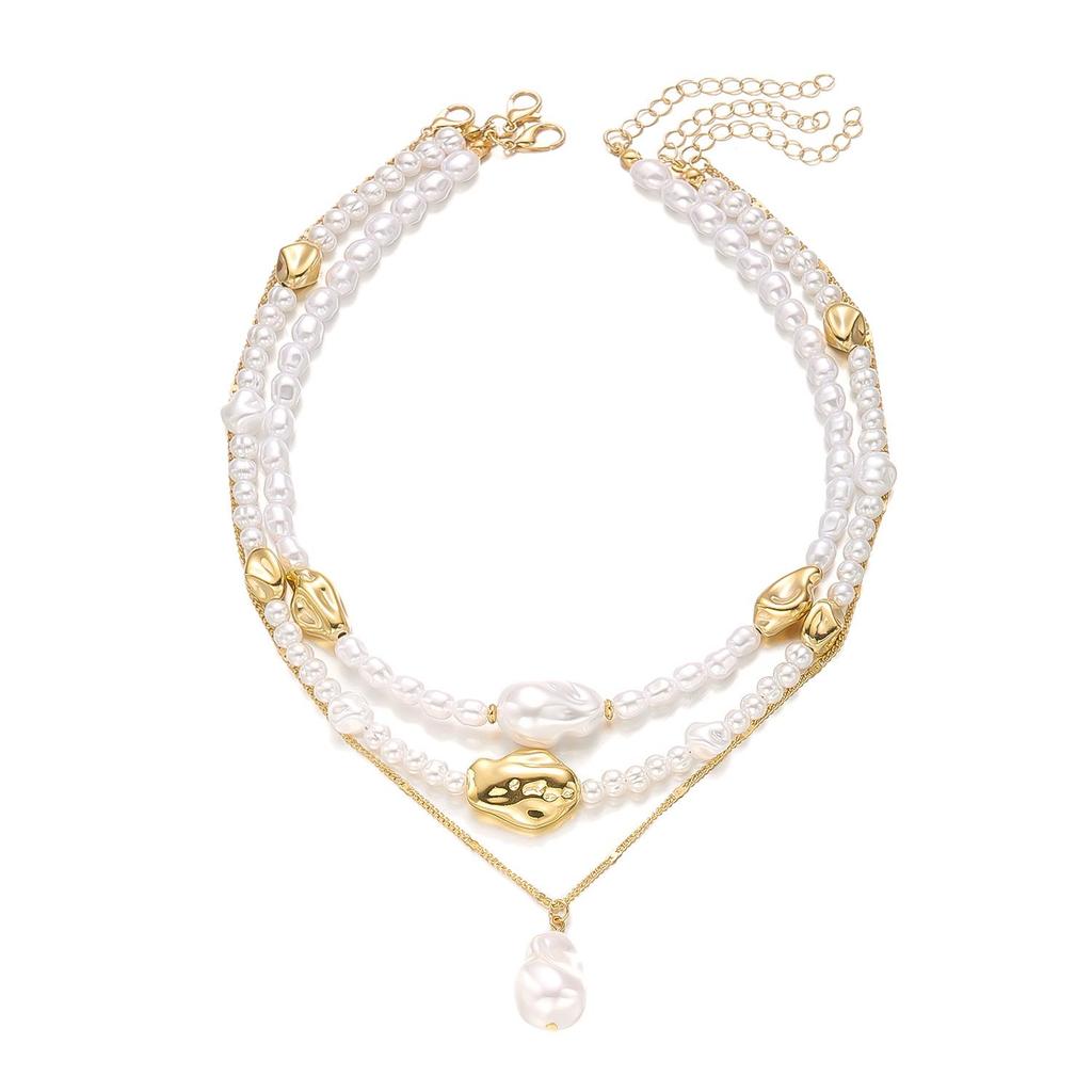 European & American Multi-layer Irregular Pearl Choker Necklace Set
